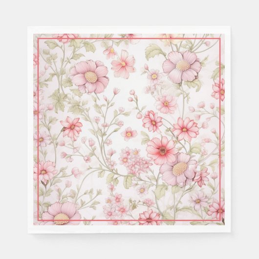 Serviette En Papier Tiges de fleurs roses (Devant)