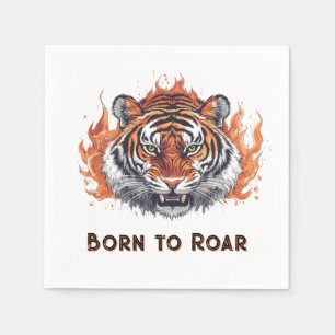 Serviette En Papier Tigre à flammes - Texte personnalisable
