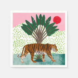 Serviette En Papier Tigre au coucher du soleil