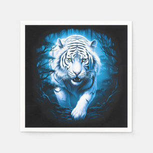 Serviette En Papier Tigre blanc sauvage Mystique de la forêt