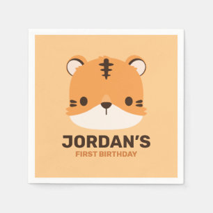 Serviette En Papier Tigre mignon avec nom personnalisé