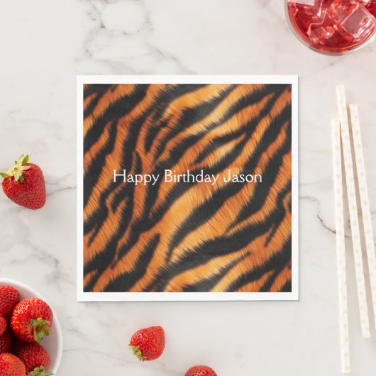 Serviette En Papier Tigre noir orange (En situation)