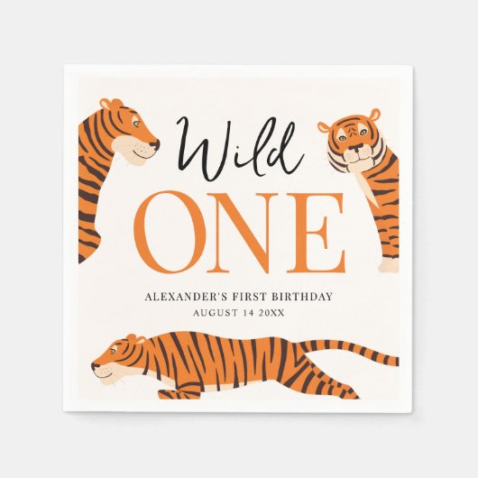 Serviette En Papier Tigre sauvage 1° fête d'anniversaire (Devant)