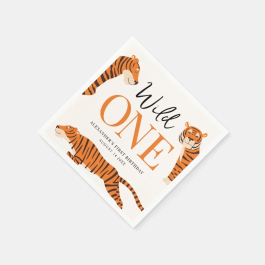 Serviette En Papier Tigre sauvage 1° fête d'anniversaire (Coin)