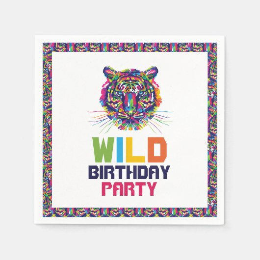 Serviette En Papier Tigre sauvage, fête d'anniversaire (Devant)