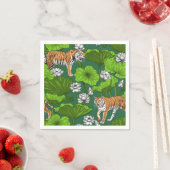 Serviette En Papier Tigres dans l'étang blanc de lotus (En situation)