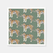 Serviette En Papier Tigres Sauvages Motif Aquarelle Tropicale Moderne (Devant)