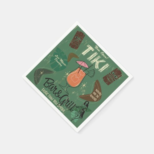 Serviette En Papier Tiki Bar&Grill Retro Cocktail Serviettes (Coin)