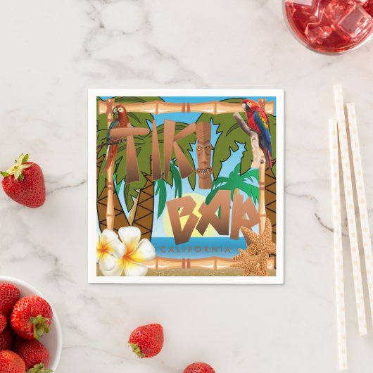 Serviette En Papier Tiki Bar Party (En situation)