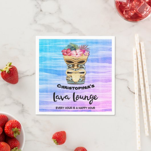 Serviette En Papier Tiki Bar Party Monogrammé (En situation)
