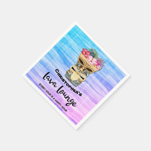 Serviette En Papier Tiki Bar Party Monogrammé (Coin)
