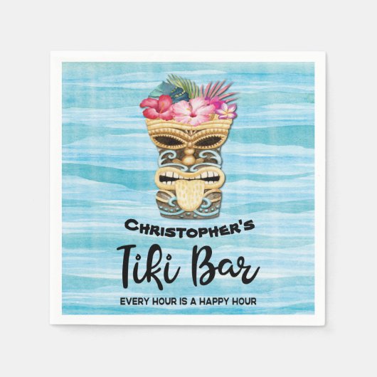 Serviette En Papier Tiki Bar Party Monogrammé (Devant)