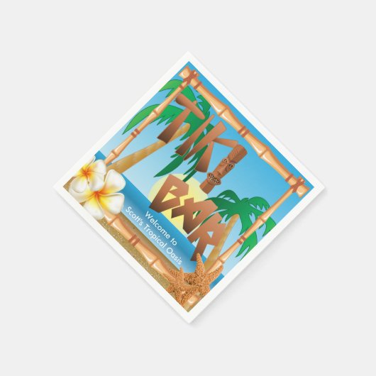 Serviette En Papier Tiki Bar - Une Oasis Tropicale (Coin)