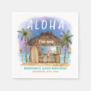 Serviette En Papier Tiki Beach Bar Lune Tropicale Étoiles Anniversaire