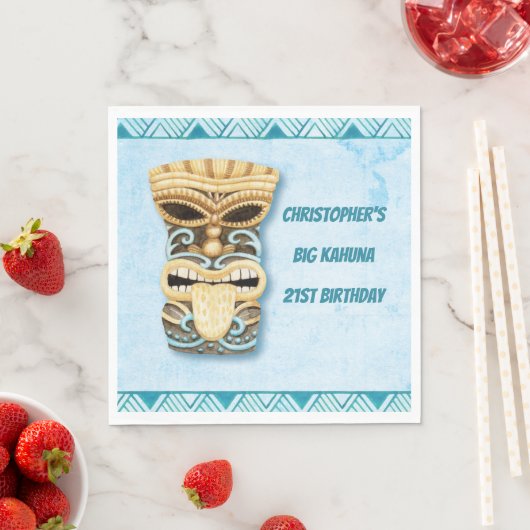Serviette En Papier Tiki Luau Hawaiian Big Kahuna Party (En situation)
