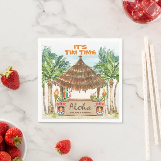 Serviette En Papier Tiki Luau | Plage tropicale Aloha (En situation)