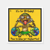 Serviette En Papier Tiki Party Funny Design on Yellow (Personnalisé) (Devant)