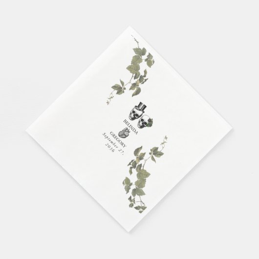 Serviette En Papier Til Death Coeur gothique Mariage des crânes florau (Coin)