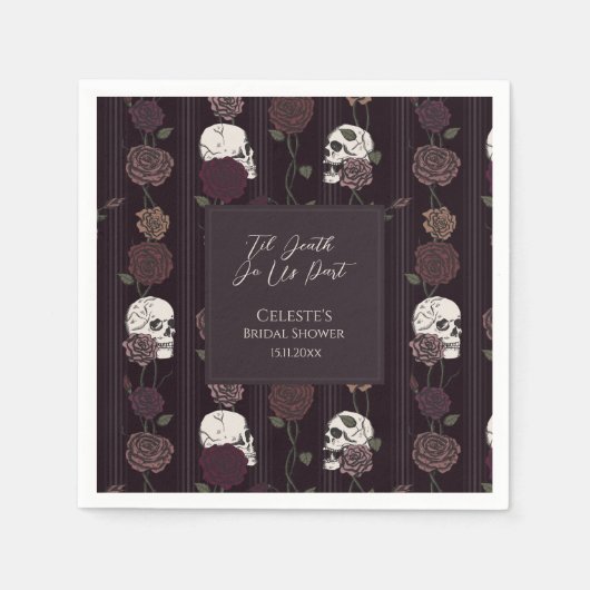 Serviette En Papier ’Til Death Do Us Part Gothic Skull & Rose Wedding (Devant)