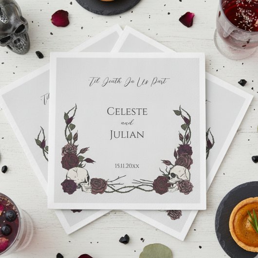 Serviette En Papier Til Death Do Us Part Gothic Skull & Rose Wedding