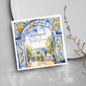 Serviette En Papier Tiles bleus italiens arche citrons enterrement de