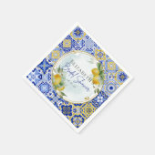 Serviette En Papier Tiling bleu italien Shower de mariage Citron (Coin)