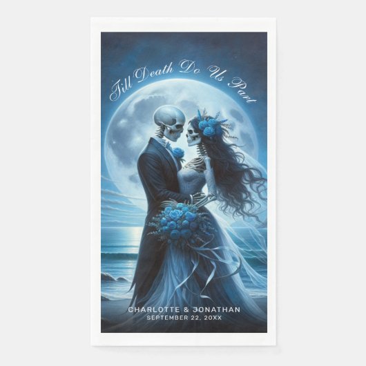 Serviette En Papier Till Death Do Us Part Blue Skeleton Couple Wedding (Devant)