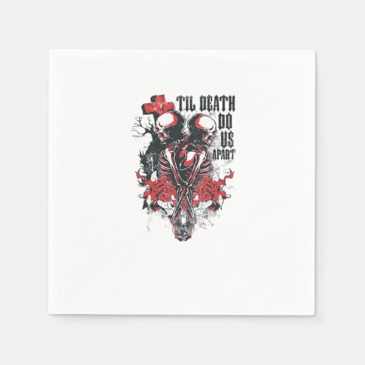 Serviette En Papier Till Death Do Us Part - Minimalist Skeleton Art Fo (Devant)