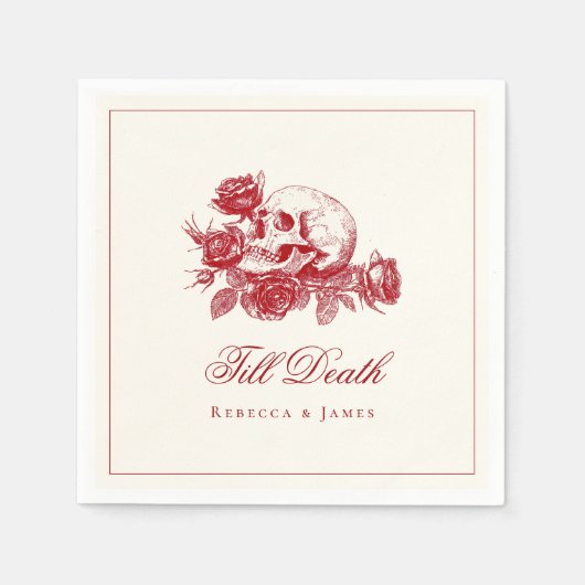 Serviette En Papier Till Death Red Skull Rose Mariage gothique (Devant)