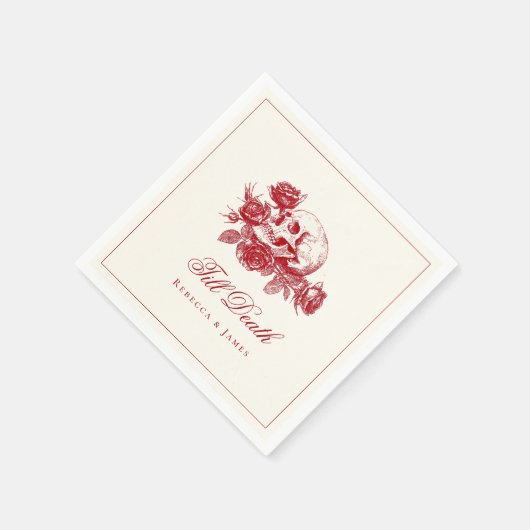 Serviette En Papier Till Death Red Skull Rose Mariage gothique (Coin)