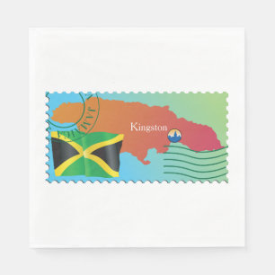 Serviette En Papier Timbre de Jamaïque de style carte postale