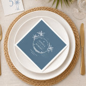 Serviette En Papier Timbre de mariage côtier bleu moderne