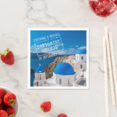 Serviette En Papier Timbre de passeport Mariage de Santorin Grèce (En situation)