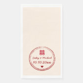 Serviette En Papier Timbre mariage chinois rose beige double bonheur (Devant)