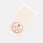 Serviette En Papier Timbre mariage chinois rose beige double bonheur (Coin)