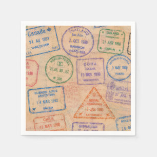 Serviette En Papier Timbres de passeport vintage Éphemère de voyage co