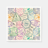 Serviette En Papier Timbres de voyage fête d'anniversaire (Devant)
