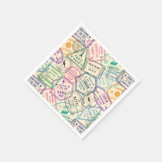 Serviette En Papier Timbres de voyage fête d'anniversaire (Coin)