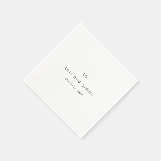 Serviette En Papier Timeless Black and White Monogram Modern Wedding (Coin)