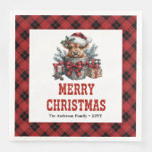 Serviette En Papier Timeless highland cow Christmas napkins red black (Devant)