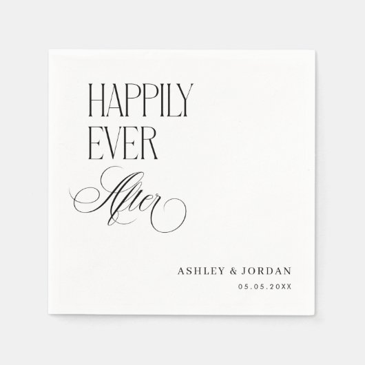 Serviette En Papier Timeless Luxe Script Happily Ever After Party (Devant)