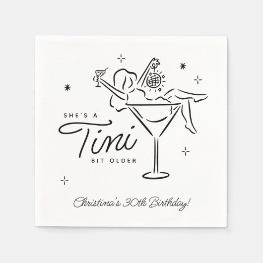 Serviette En Papier Tini Bit Anniversaire de Martini Whimsical (Devant)