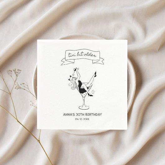 Serviette En Papier Tini Bit Plus Ancien Cocktail Mains Tirées Unique
