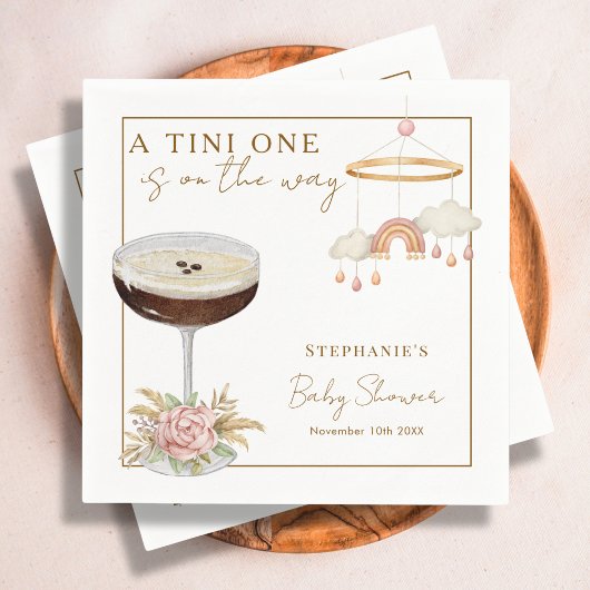 Serviette En Papier Tini One rose Espresso Martini Baby shower fille