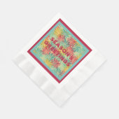 Serviette En Papier Tinsel de Noël rétro PomPoms (couleurs tropicales) (Coin)