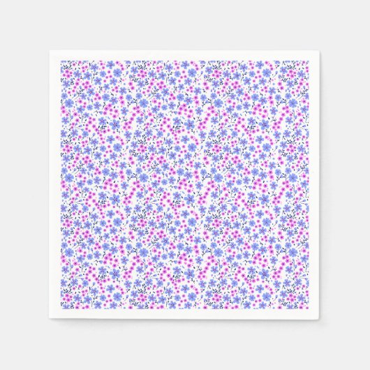 Serviette En Papier Tiny cute white blue pink floral pattern (Devant)
