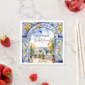 Serviette En Papier Tir à l'arc aux citrons carrelage bleu italien dou (En situation)