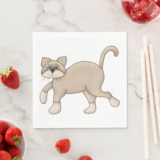 Serviette En Papier Tirage de chats beige avec les yeux verts (En situation)