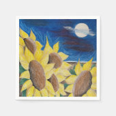 Serviette En Papier Tirage Rustique Tournesol Main Tiré Art Folk (Devant)