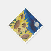 Serviette En Papier Tirage Rustique Tournesol Main Tiré Art Folk (Coin)